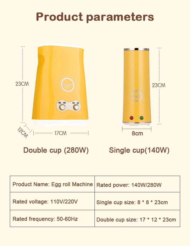 Electric Automatic Rising Double Egg Roll Maker Detachable Base Cooking Tool Egg Cup Omelette Master Sausage Machine 110V/220V