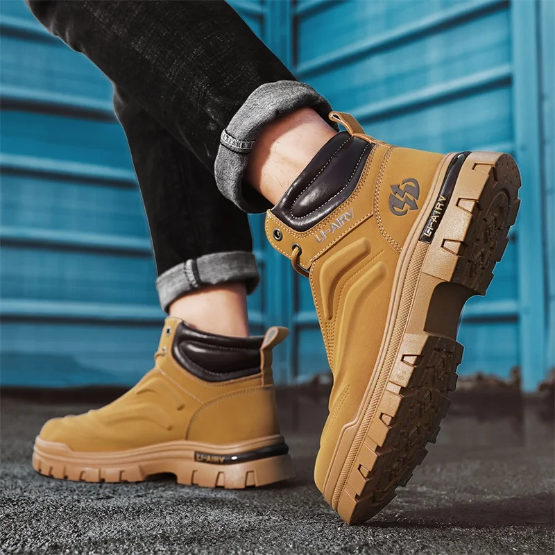 Men's Casual Shoes Thick Bottom Lace-up Workwear Shoes Men for Work Outdoor Men's Shoe High Quality Autumn Winter Hiking Boots
