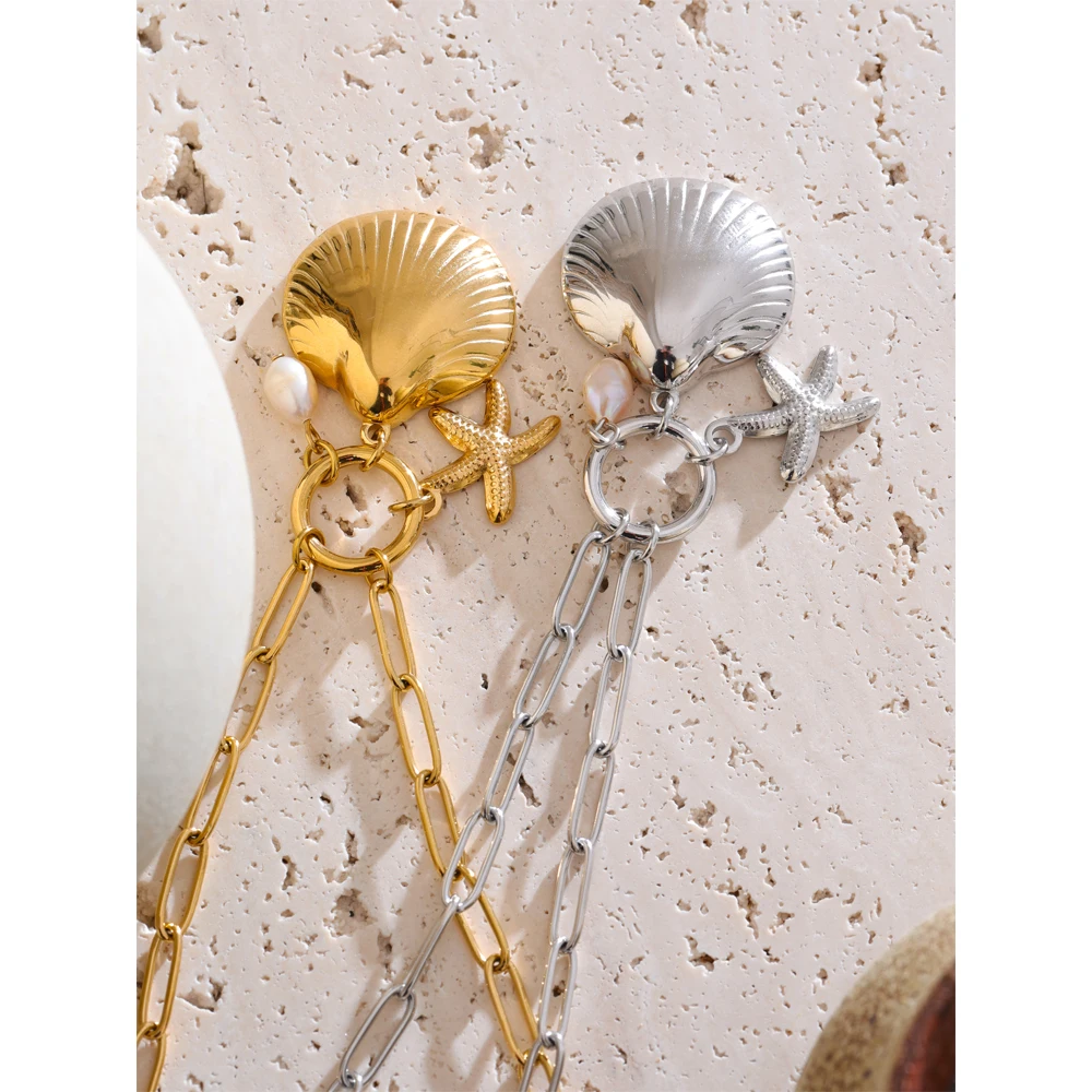Yhpup Starfish Pendant Necklace Stainless Steel