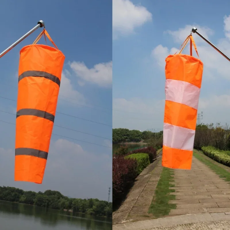 Windsock Weather Vane 60/80/100cm Outdoor Wind Direction Measurement Reflective Belt Rip-stop for Airport Aviation Garden Farm