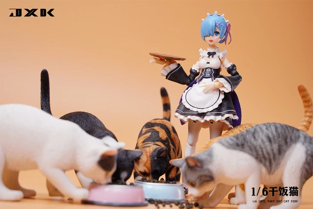 JXK132 1/6 Scale Cats That Eat Cat Food Realistic Pet Scene Scene