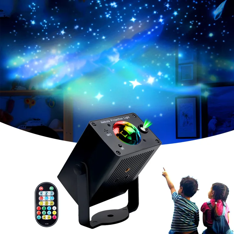 Starry Sky Watermark Projector Lamp USB Sound Control Music Atmosphere Lamp Laser Starry Night Light laser starry sky projection lamp atmosphere lamp bluetooth music usb all stars flame water texture can be 10 color conver