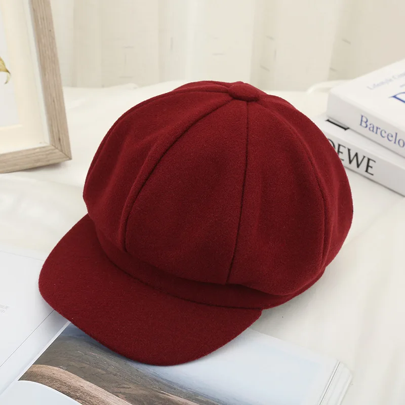New Autumn Winter Hats for Women Solid Plain Octagonal Newsboy Cap Ladies Casual Hat Winter Beret Women Painter Caps Gift