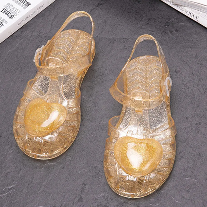 MERI AMM LED Lightening Shoes Heart For Princess Dress Up Girls Sandals Daily Jelly baby shoes