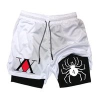 Men's Anime Hunter x Hunter Gym Shorts Bilayer 2-in-1 Breathable Quick-drying Absorb Sweat Sports Short Gym Jogging Pants 1