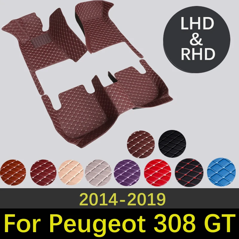 

Custom High Quality Leather Car Floor Mats For Peugeot 308 GT T9 2014~2019 Interior Accessories Carpets Car Styling Rug