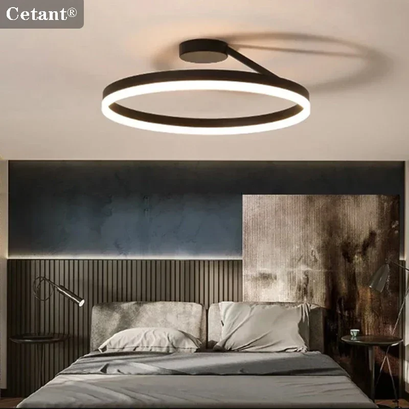 Modern LED Ceiling Light 60CM 76W ceiling Lamp For Living Room Bedroom Dinning Room Black White Home Indoor Led Lighing Fixtures