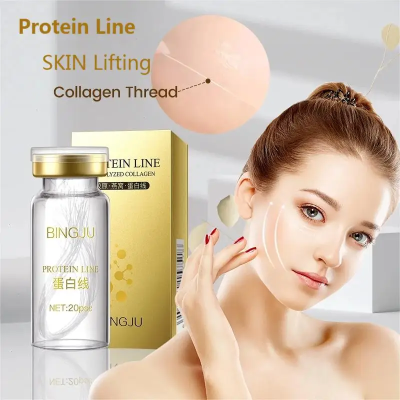 

5Bottle/100Pcs 24K Gold Protein Line Face Lift Anti Aging Protein Thread No Needle Absorbable Anti-wrinkle Face Filler Skin Care