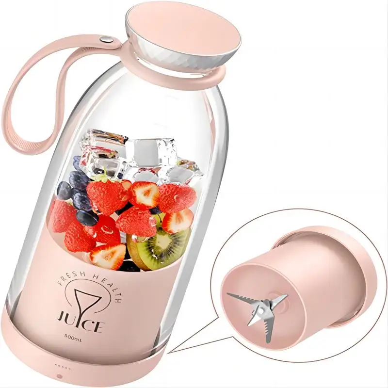 Portable Blender, Personal Size Blender, New upgraded 2400mAh Extra Large  Capacity Battery, 6 blades, 500ml extra large capacity, Mini Blender Travel