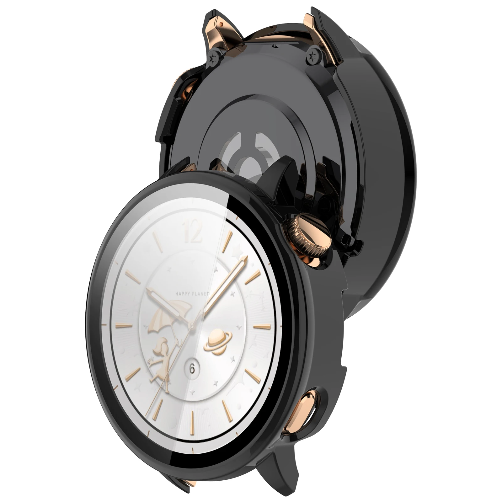 PC Case with Tempered Glass for Smart Watch - All-around Bumper Protective Cover and Accessories