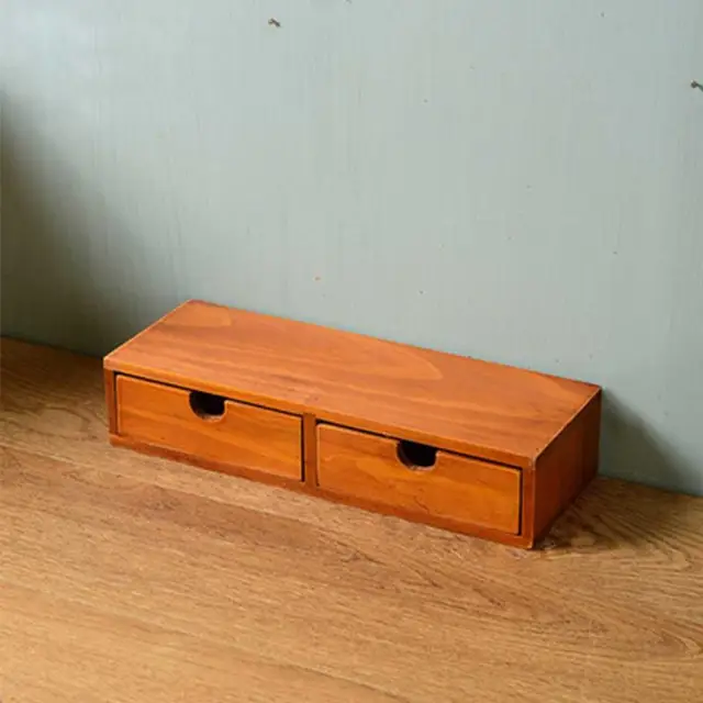 Retro Fa Fiók Tároló Box Asztali Tárolószekrény Szekrény Befejező Doboz Típusú Ékszer Kozmetikai Szervező - Image 5