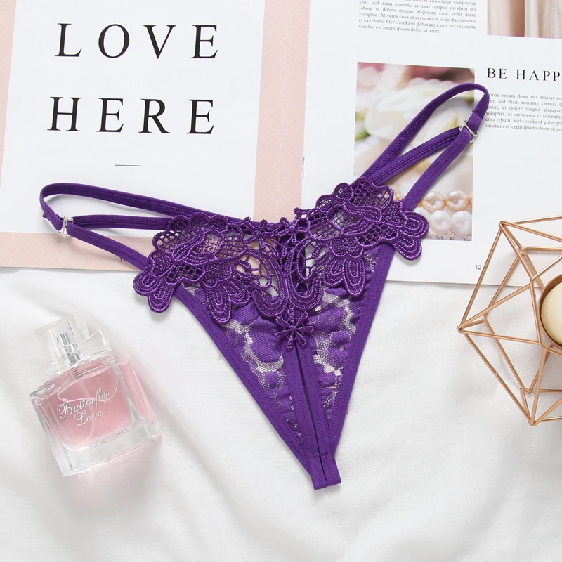 

New Women Panties Lace Women's Underwear Erotic Panties Hot Transparent Lingerie Perspective Female G-string Embroidered Thong