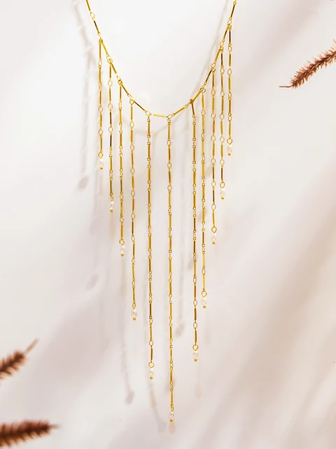 Sweet Collar Cascade Fringe Necklaces 18k Gold Plated Waterproof Non Tarnish Stainless Steel Long Tassels Necklace For Women