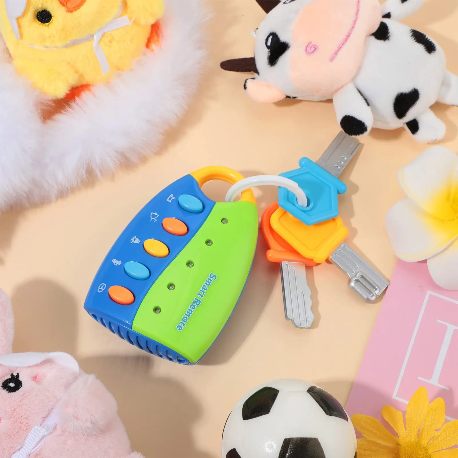 Baby Toys Musical Cartoon Car Key Vocal Smart Remote Car Voices Pretend Play Educational Toys for Children Baby Music Toys Gifts 2