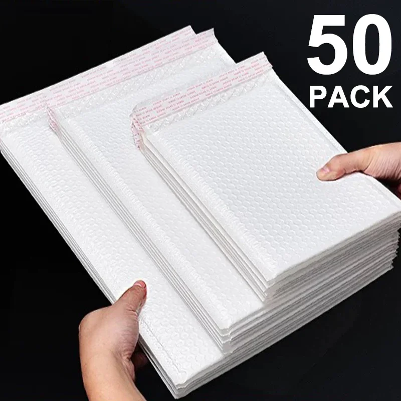 

10-50Pcs Bubble Envelopes White Foam Shipping Waterproof Bag Poly Bubble Mailers Pad Self Seal Packing Bags 11/15/23cm Wholesale