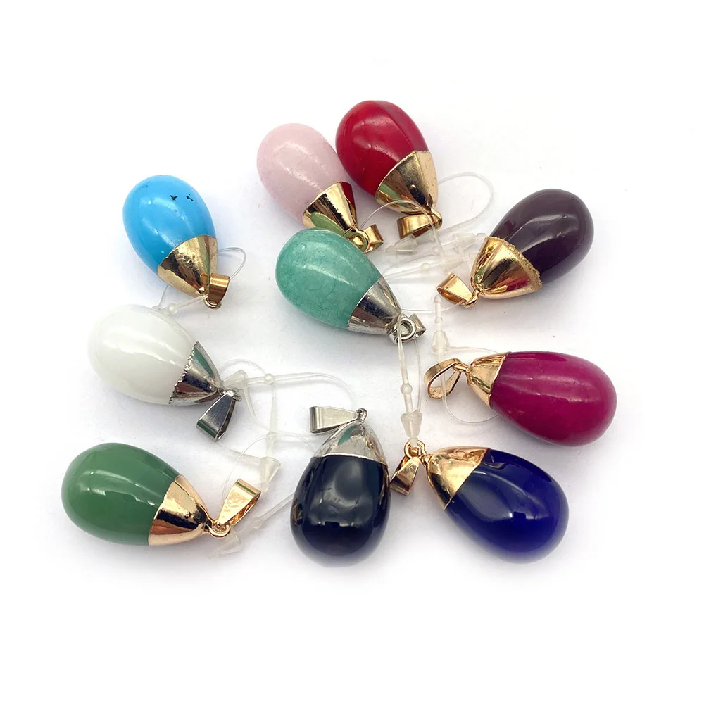 

Natural Stone Pendants Chalcedony Crystal Quartz Charms for DIY Necklace Earrings Jewelry Making Supplies Water Drop Accessories