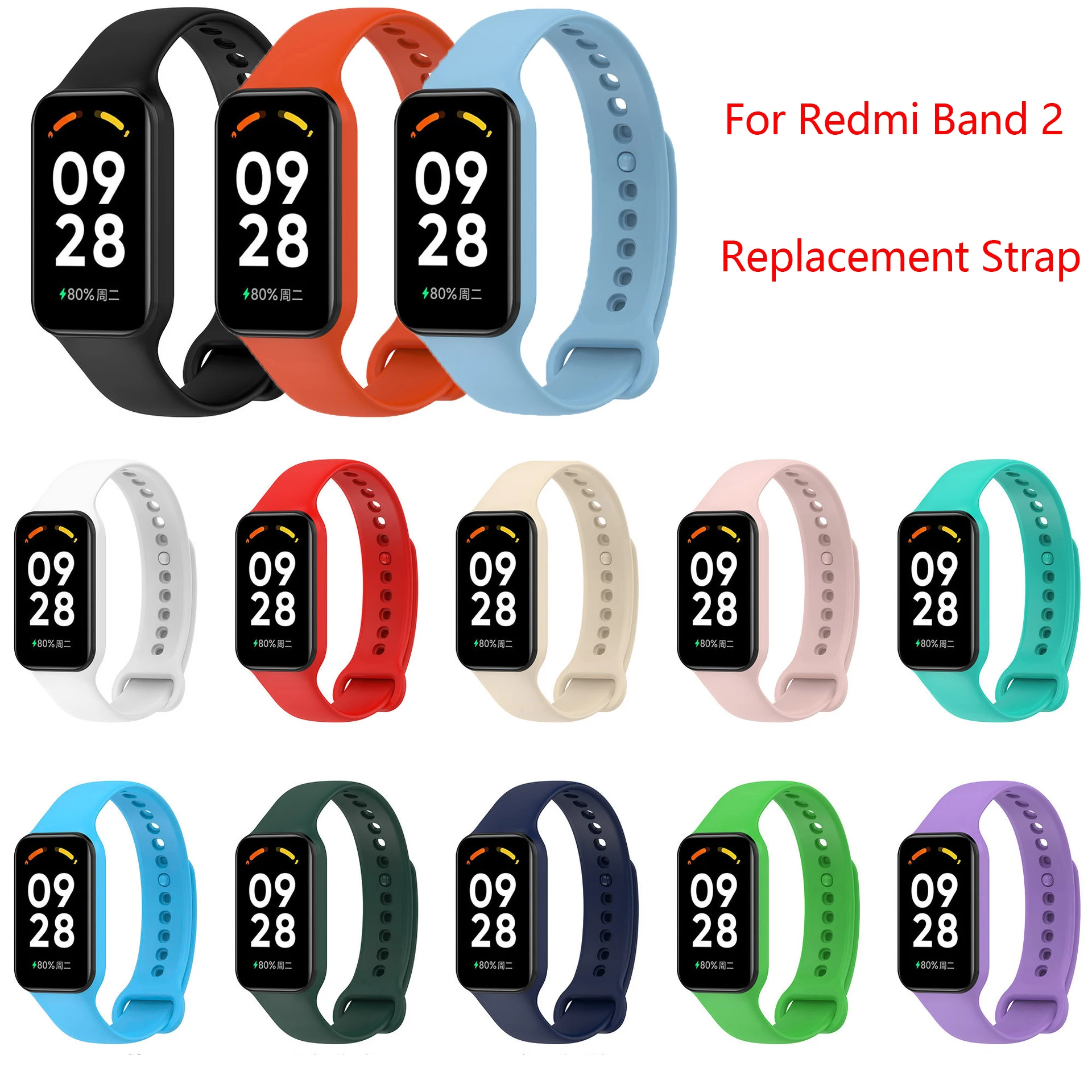 

Силиконовый ремешок для Xiaomi Redmi Band 2, сменный ремешок для часов, цветной Мягкий регулируемый спортивный браслет из ТПУ