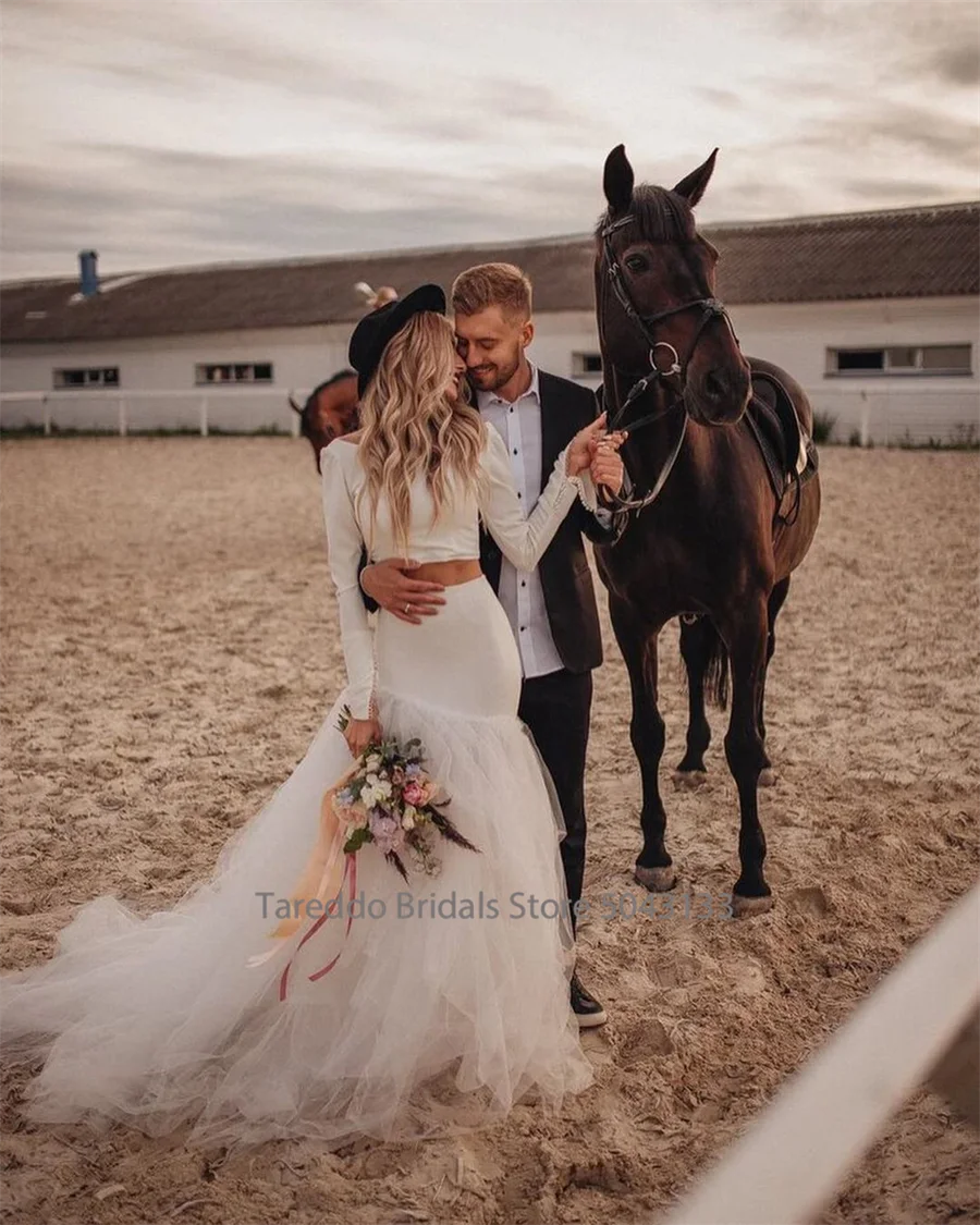 Wedding Dresses Customized Two-Piece Bohemian Jersey