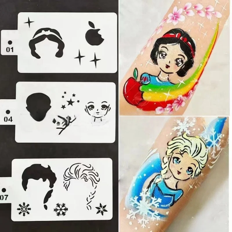 Princess Cartoon Face Paint Stencils Professional Body Art Paint Template Reusable For Adults Kids Easily Use Templates face painting template