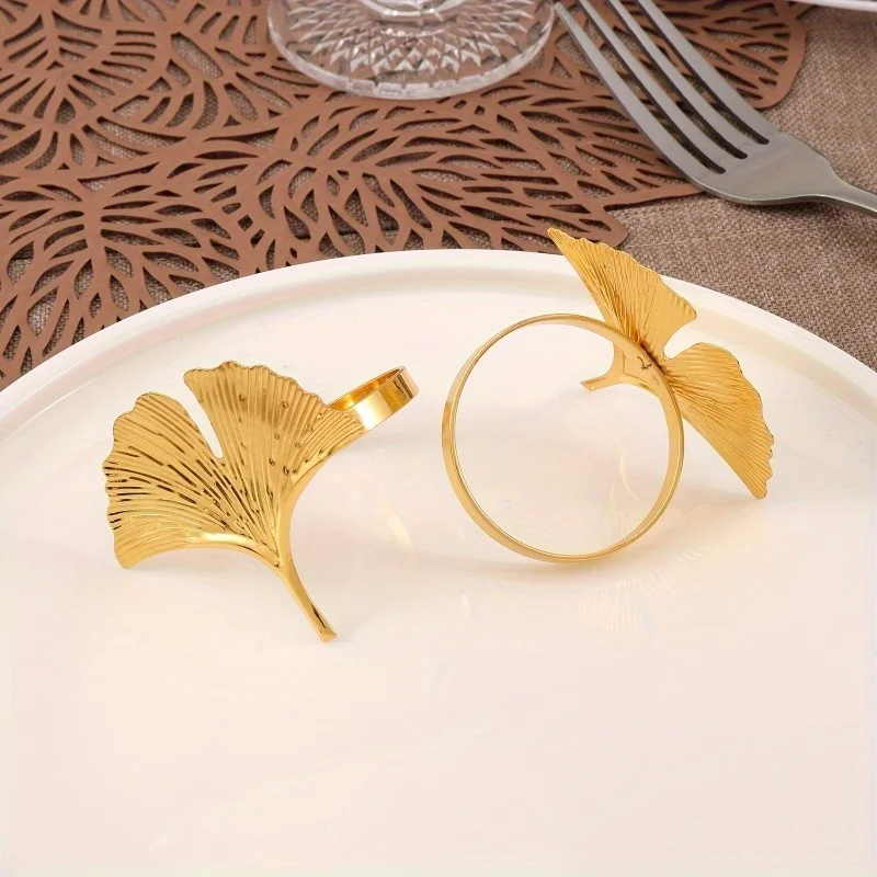 2pcs Ginkgo Biloba Napkin Clasp Napkin Ring for Farmhouse, Wedding, and Special Occasions - Perfect for Buffet Table Decoration