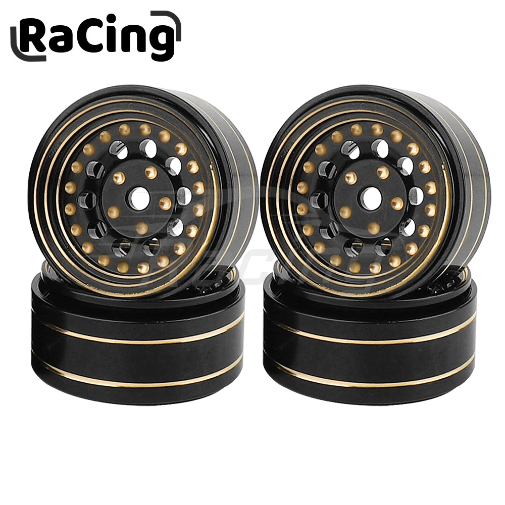 

1.0" Black Coating Brass 1:24 Beadlock Wheels Hub Rims for 1/24 Axial SCX24 C10 AX24 1/18 TRX4m RC Crawler Car Upgrade Parts