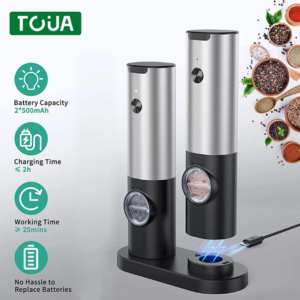 Salt And Pepper Grinder Usb Rechargeable Electric Adjustable Coarseness Refillable Mill Battery Powered Kitchen Gadget