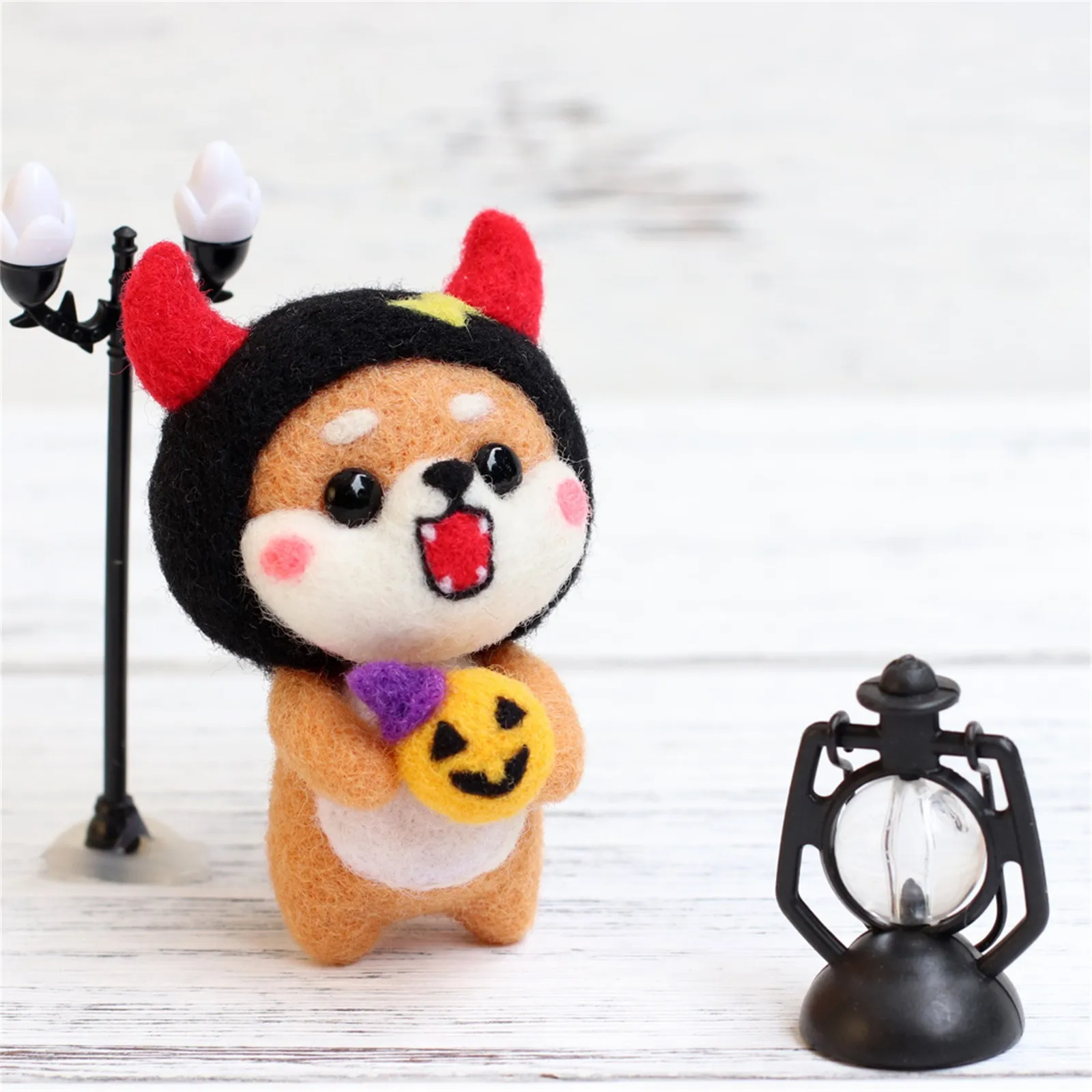 H 패턴 소재 귀여운 강아지 DIY 생산 수제 울 패키지 H 장난감 화난 표정 ..