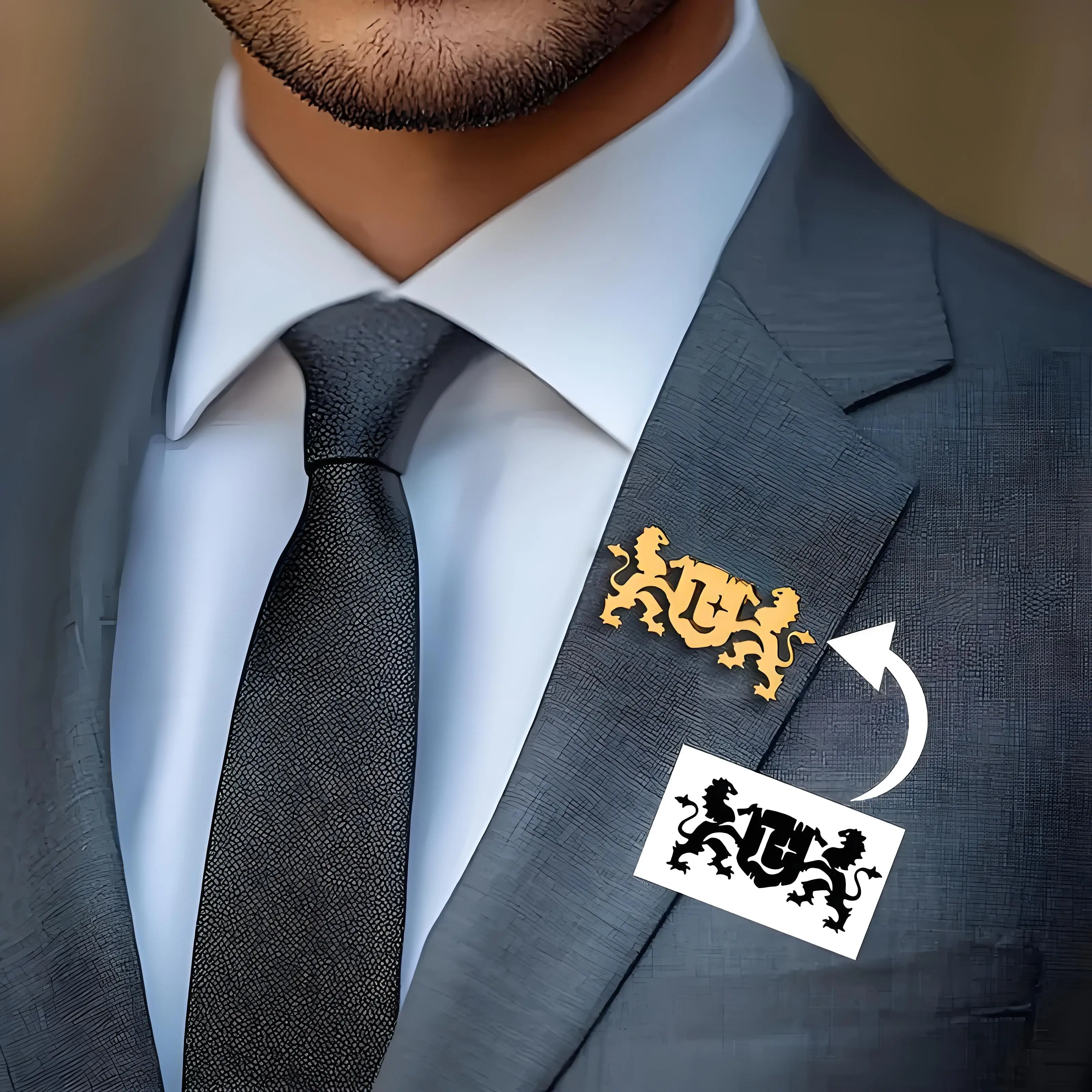 Men&rsquo;s Replaceable Brooch Set Metal Lapel Pins for Formal Suits Custom Logo Image for Business Personalized Gifting