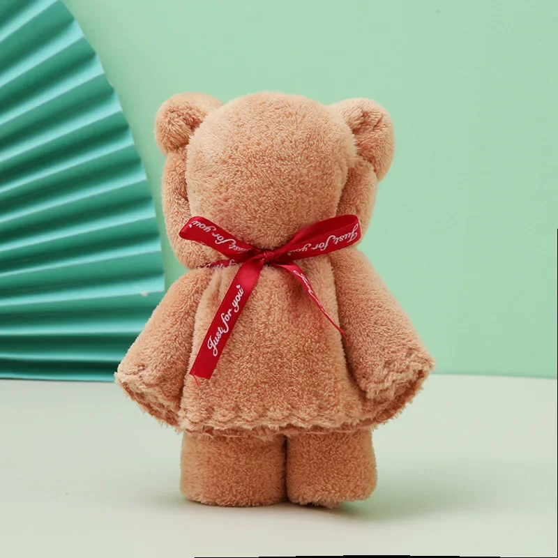 10Sets Bear Towel Face Washing Beauty Birthday Wedding Gift Banquet Party Employee Coral 30*30cm Customize Korean Ins cotton towel,cotton face towels,face towel