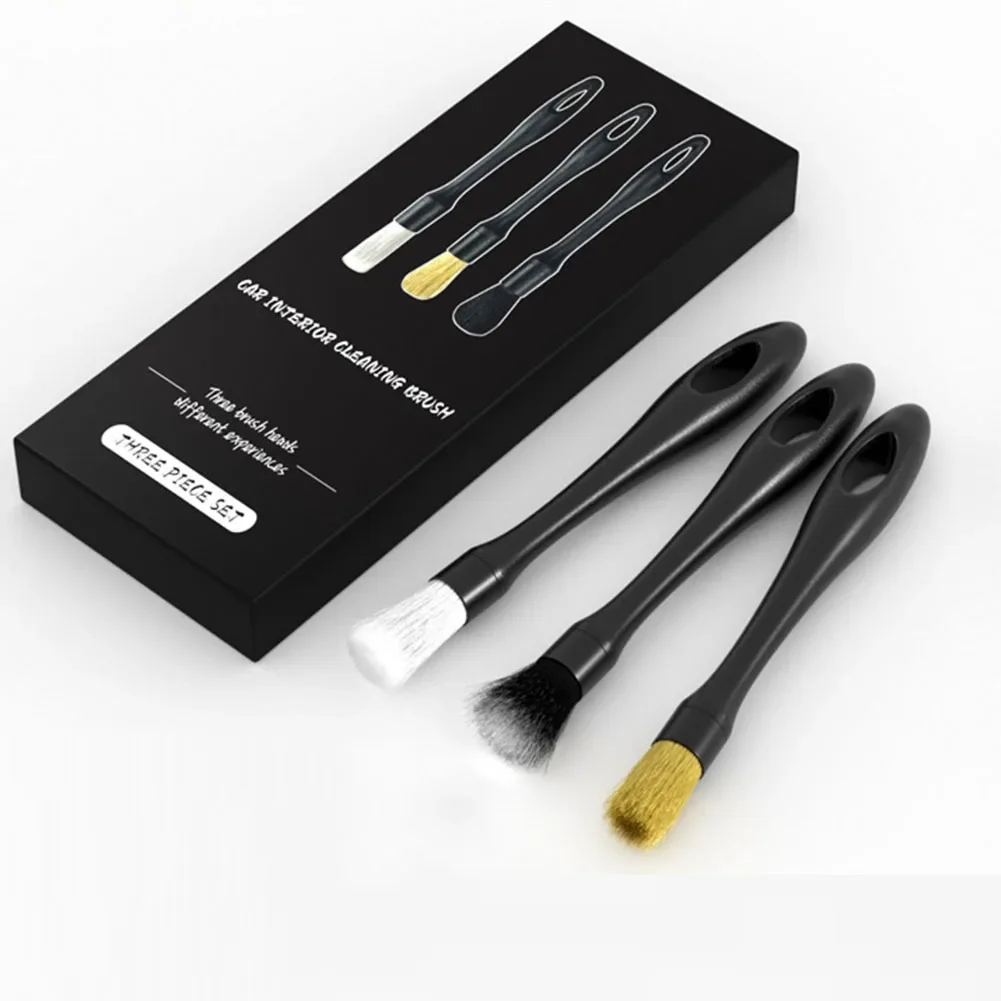 

3Pcs/Box Car Detailing Brush Set Fiber Soft Hair Detailing Brush For Car Air Vents Rim Cleaning Dirt Dust Clean Tools