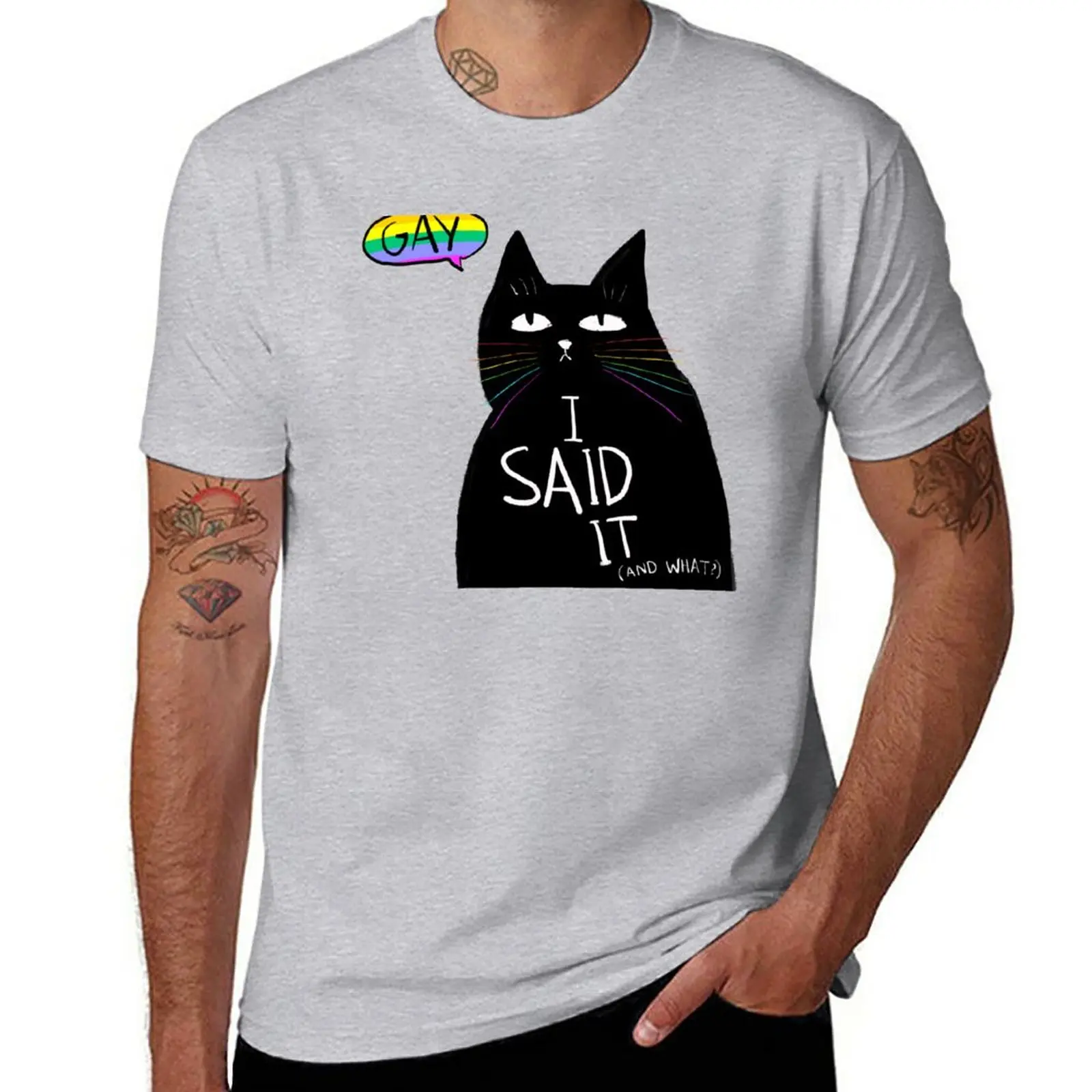 Say Gay Cat T-Shirt blanks sweat t shirt for men