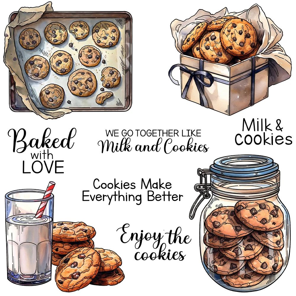 Mangocraft Sweet Baked Cookies Pancake & Milk Clear Stamps DIY Scrapbooking Supplies Silicone Stamp For Cards Albums Decor