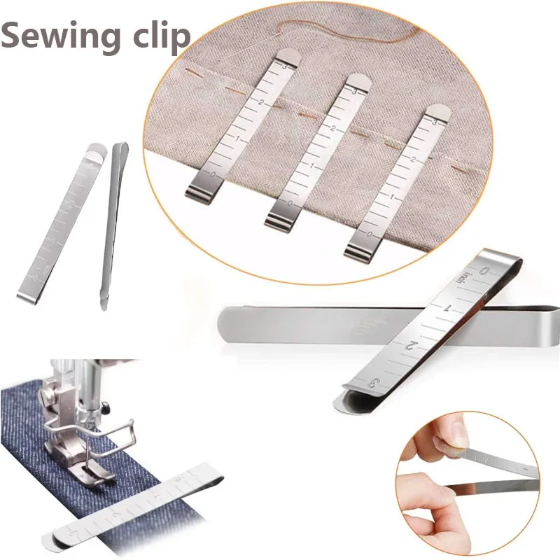 Sewing Clips 1/3/5PCS Metal Sewing Clips Stainless Steel Hemming Ruler 3 Inches Clip for Fabric Measuring Quilting DIY Accessories