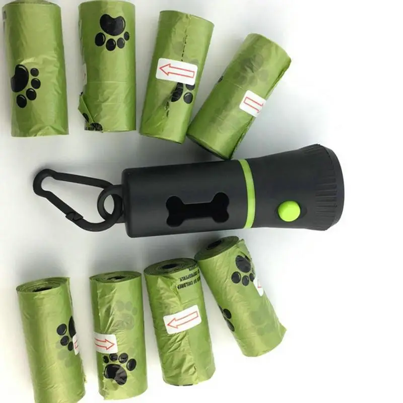 Pet Poop Bag Holder LED Light Waste Bag Holder Poop Dispenser Portable Waste Bags With LED Lights Pet Dispenser