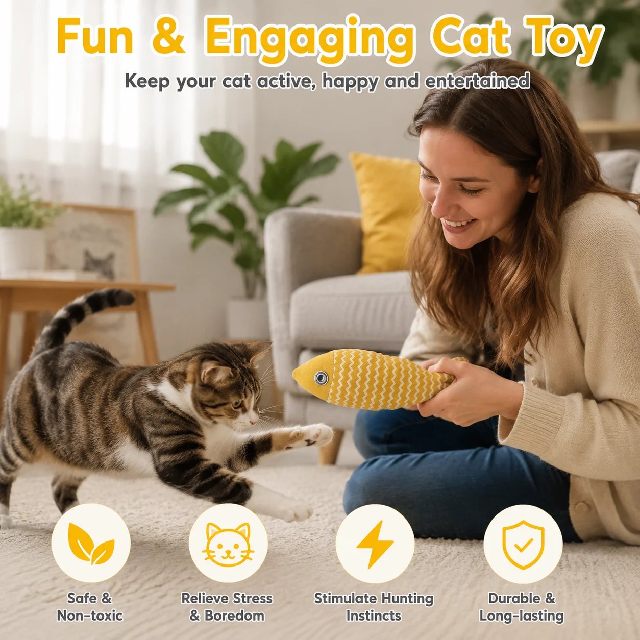 Interactive Fish Cat Toy - Chew & Exercise Pillow
