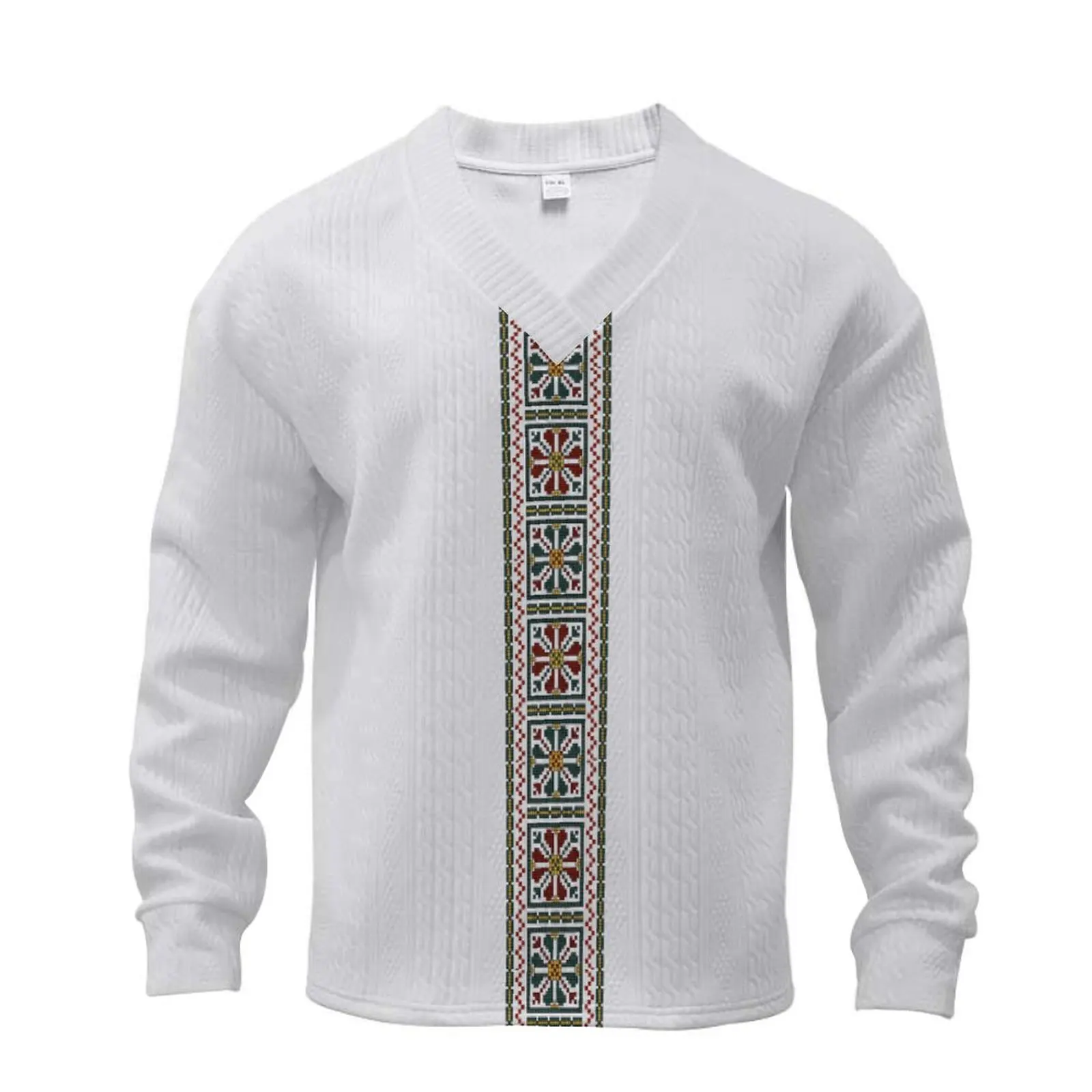 2024 New autumn Men's Set Loose Casual Sports Suit High-quality Jacquard V-neck Long-sleeved trousers Two-piece Men's Clothing 5