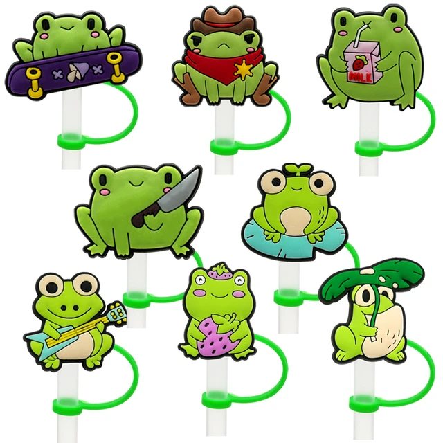 8PCS PVC Cute Frog Straw Topper Funny Frog Creative Straw Cover Drink Cups  Dustproof Decoration Reusable Preventing Spillage - AliExpress