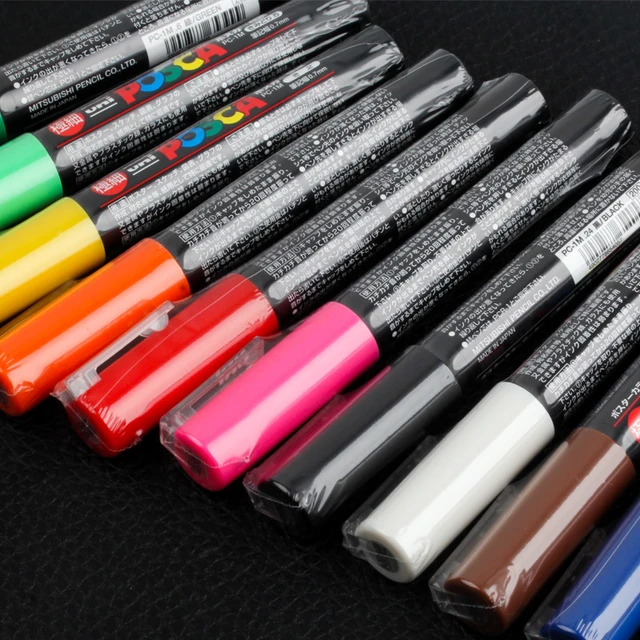 Uni Posca-rotuladores blancos piezas, rotuladores acrílicos impermeables de  3M y 5M, para grafiti, piedra de cuero y madera, 1 ud. - AliExpress