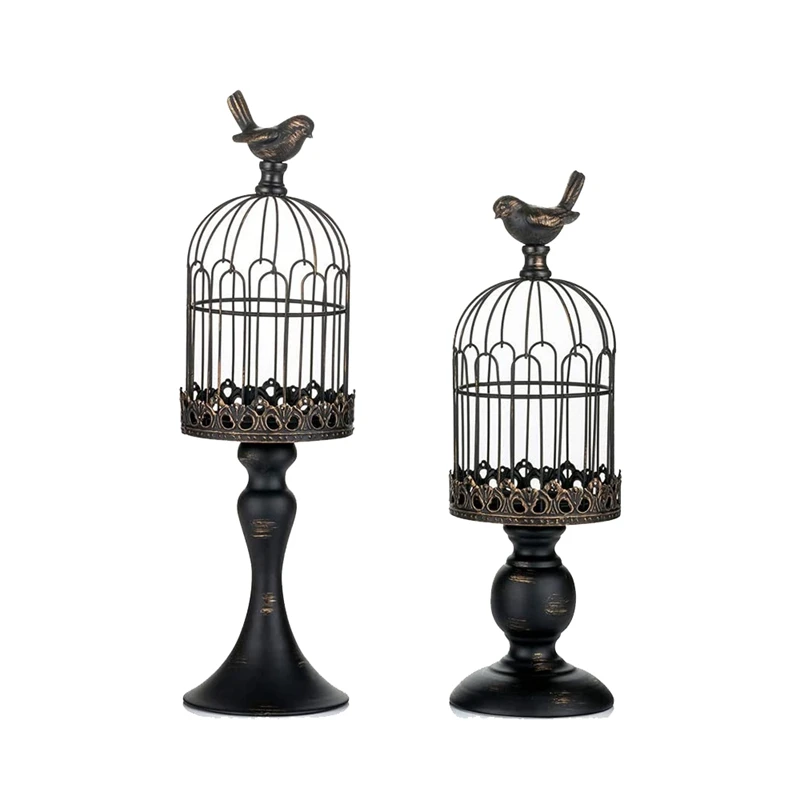 

2 Pcs Bird Cage Candle Holders(For Pillar Candle)For Wedding Decor