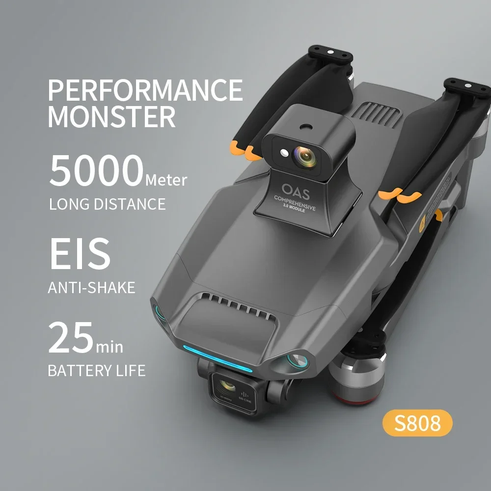 S808 PRO2 드론 5G GPS 탄도 비행 전문 8K 듀얼 카메라, 3 축 흔들림 방지 짐벌, 장애물 회피 와이파이 FPV RC