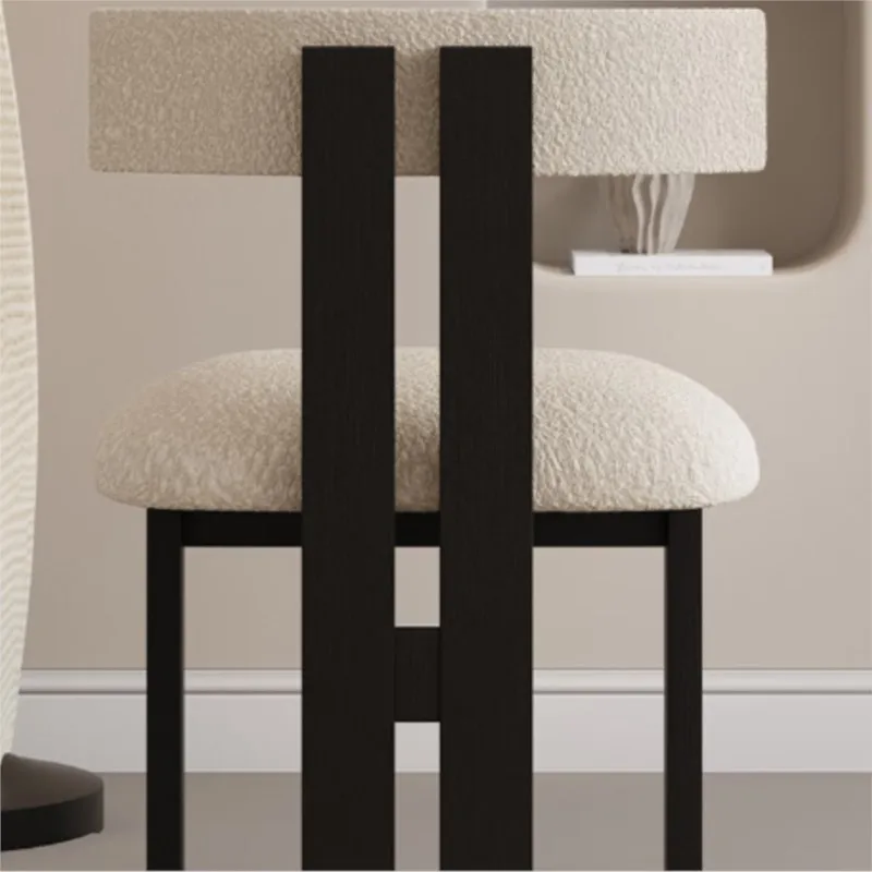 X&D Retro Solid Wood Dining Table Chair Home Desk Backrest Chair French Wabi Sabi Style Nordic Medieval Designer Makeup Chairs