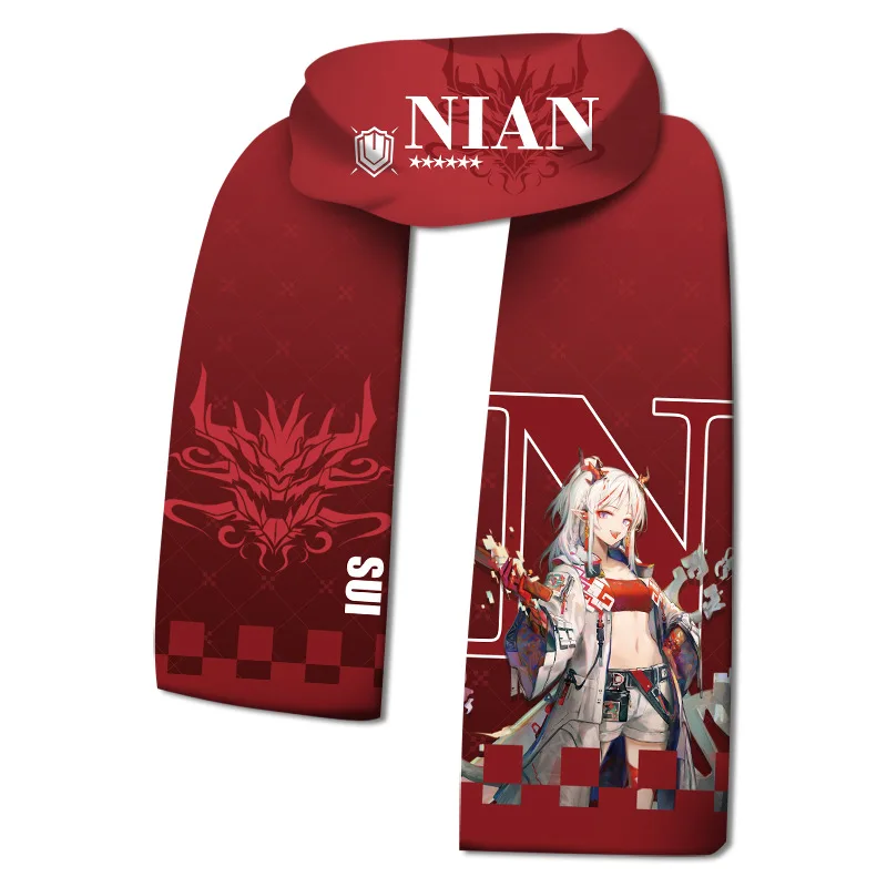 Anime Arknight Rhodesisland Warm Scarfs Scarf Cosplay Costume Daily Casual Scarves Plush Double Sides Printed