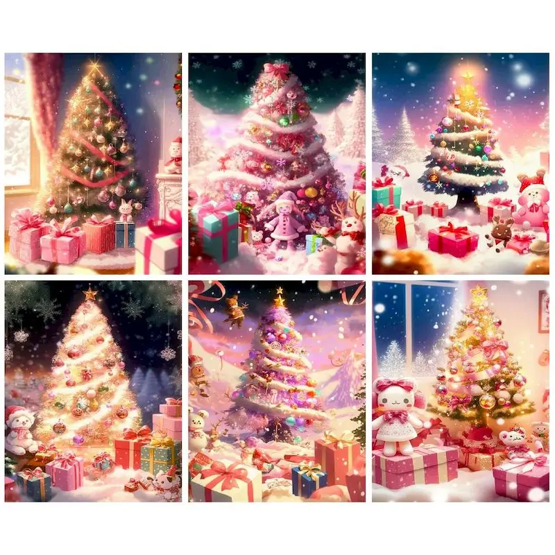 

CHENISTORY DIY Frame Paint By Number Colorful Christmas Tree For Adults Picture By Numbers Acrylic Paint On Canvas Home Decor