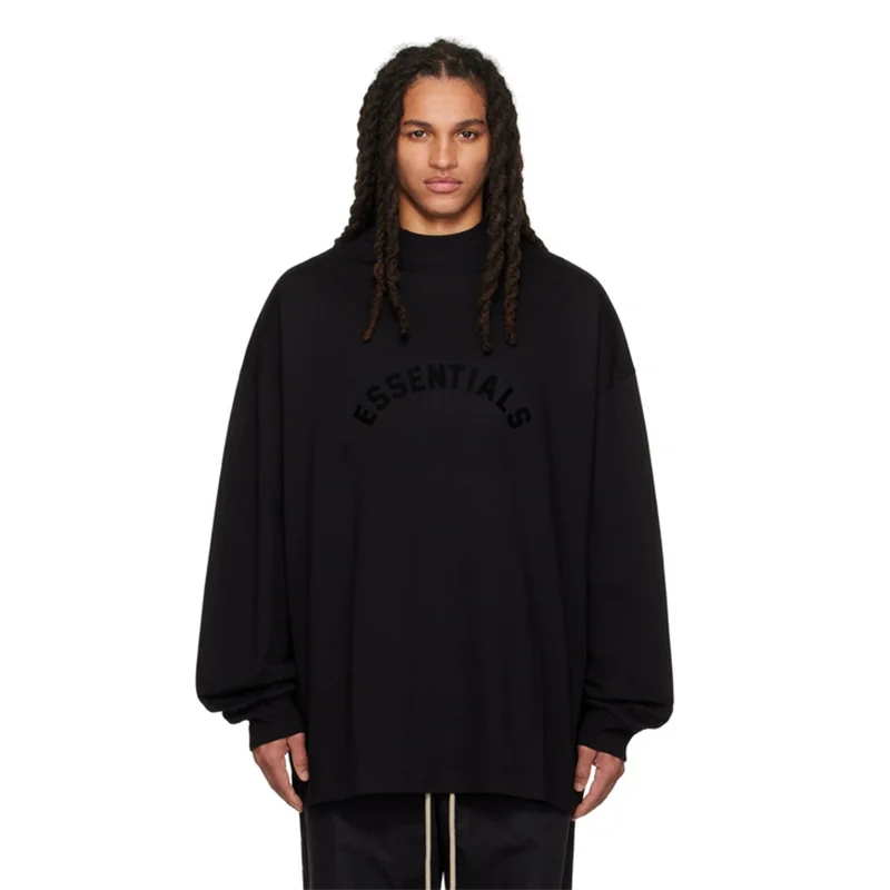 

24ss New Collection FG9C Essentials Long Sleeve T shirt Best Version 1:1 New Logo High Neck Wide Long Sleeved T-shirt Men Women