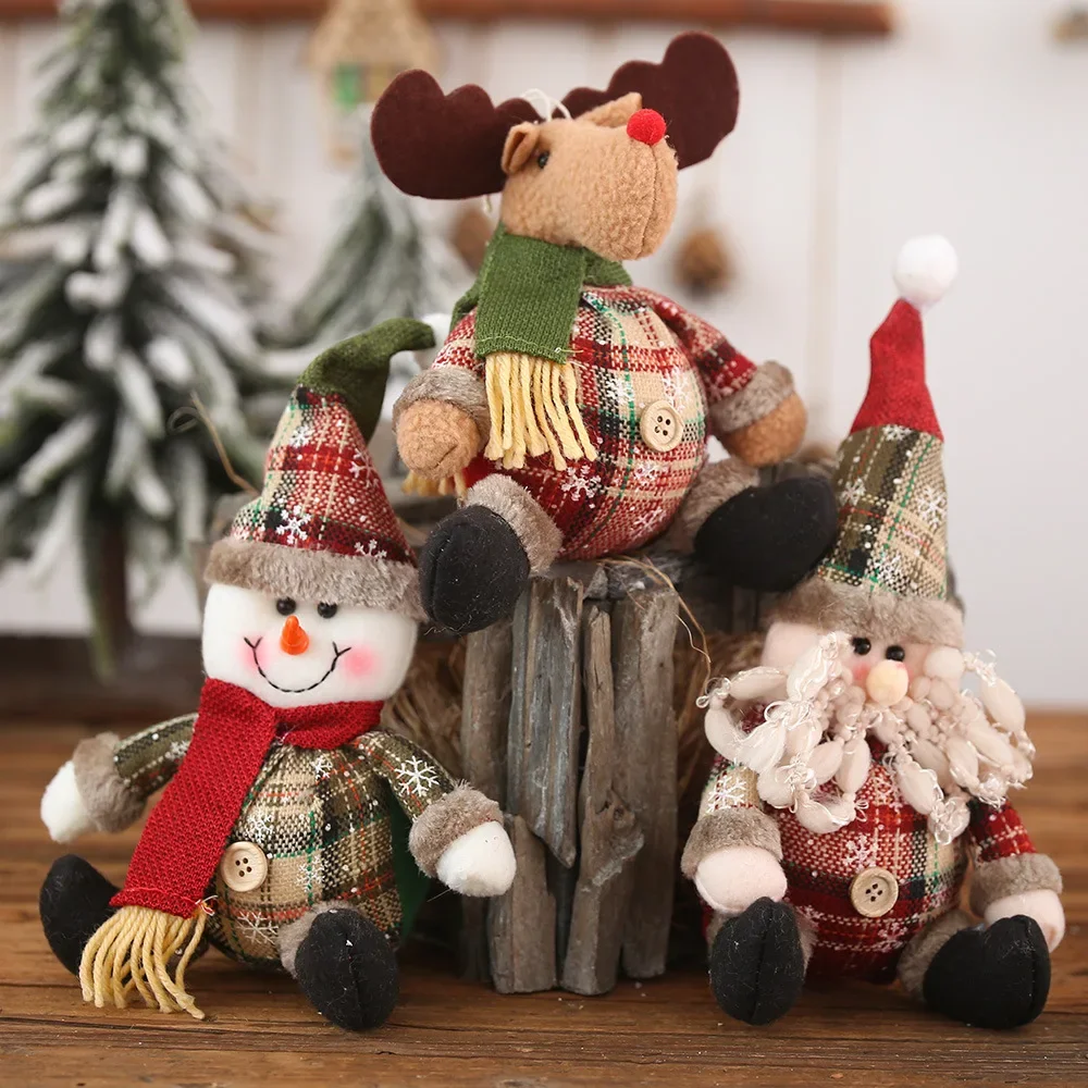 

Christmas Decorations Plaid Buttons Spherical Christmas Pendants Fat Snowman Elk Ornaments Xmas Gift Tree Hanging Ornament