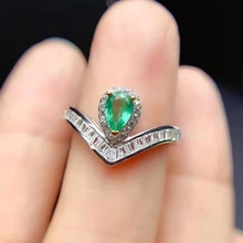 

MeiBaPJ Natural Emerald Gemstone Fashion Simple Ring for Women Real 925 Sterling Silver Charm Fine Wedding Jewelry