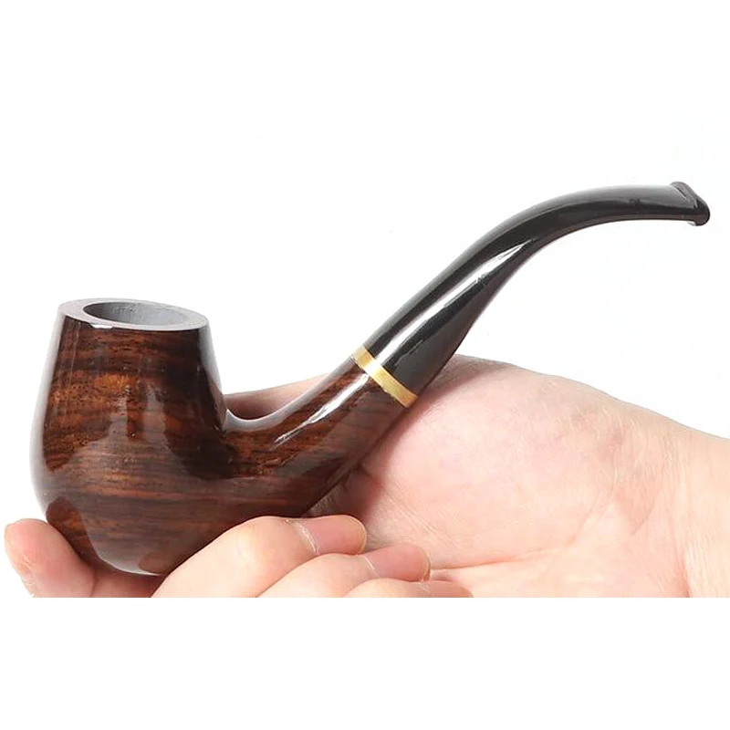 Tobacco Pipe Smoking Pipe Herb Smoking Pipe 9MM Filter Solid Wood Dry Pipe Smoking Craft Brown Ebony Smooth Engraved Handmade Tobacco Pipe