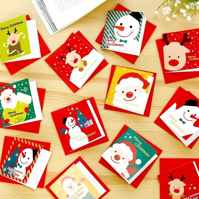24 Teile/los Weihnachten Grußkarte Kinder Mini Weihnachten Segen Grußkarten Umschlag Neujahr Postkarte Geschenkkarte Weihnachten Party – Detail 6