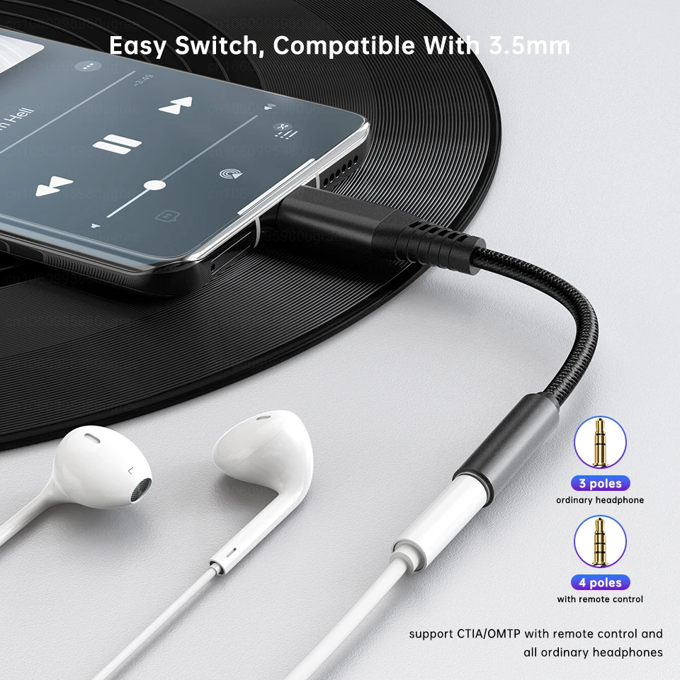 USB نوع C إلى 3.5 مللي متر Aux الصوت محول ، سماعة...