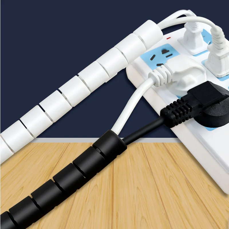 유연한 케이블 와이어 프로텍터 정리 튜브, 나선형 랩 케이블, 와인딩 보관 파이프 데스크, 깔끔한 코드 관리, 2M, 8mm, 10mm, 28mm